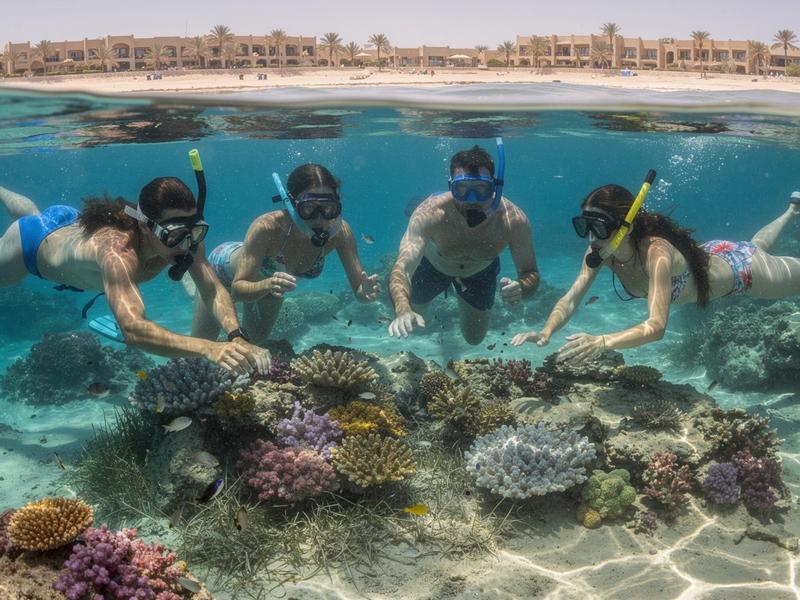 Snorkeling over a Red Sea reef near Hurghada, Egypt